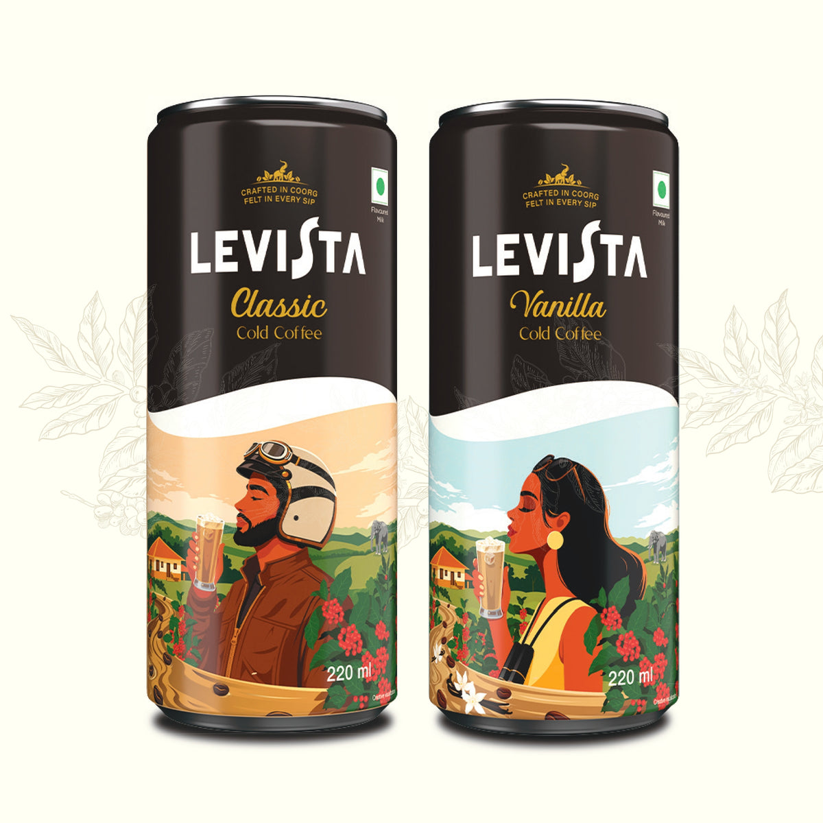 Levista Cold Coffee Pack of 4 [Vanilla 2 + Classic 2]